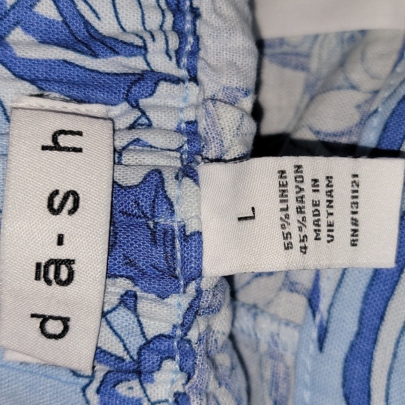 Dash Tropical Flower Multi Blue Linen Crop Pants NWT - Picture 4 of 7